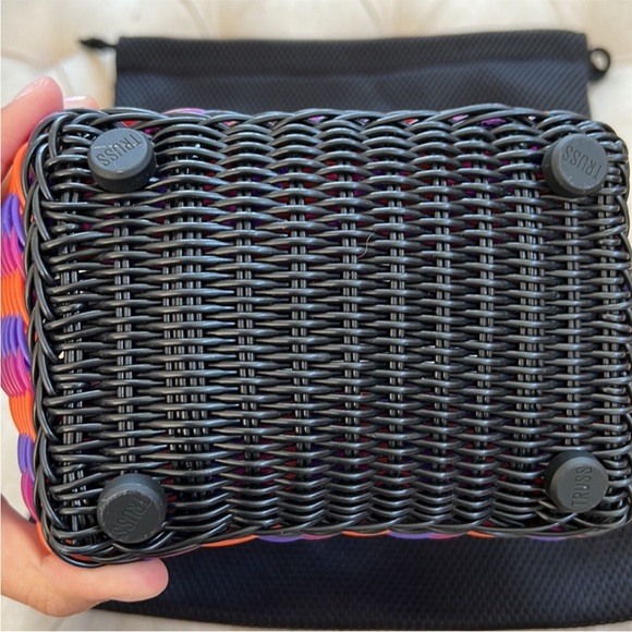 Truss PVC Basketweave Micro Tote Pink Purple Orange Rolled Handles Sustainable - Picture 5 of 6
